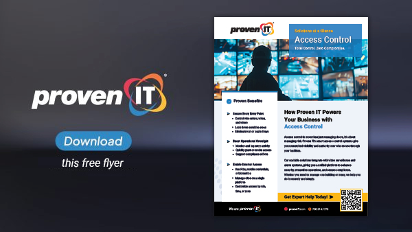 Image with Proven IT logo and Access Control flyer showing a download button.