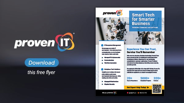 Image with Proven IT logo and All Tech Solutions flyer showing a download button.