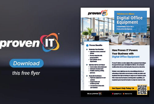 Image with Proven IT logo and Digital Office Equipment flyer showing a download button.