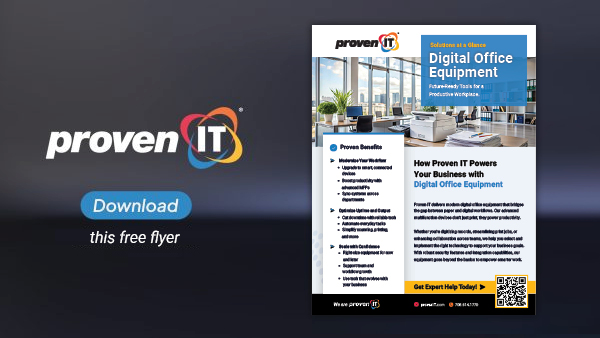 Image with Proven IT logo and Digital Office Equipment flyer showing a download button.