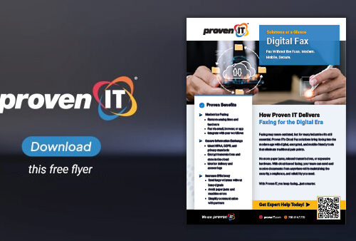 Image with Proven IT logo and Digital Fax flyer showing a download button.