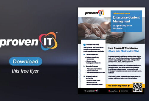 Image with Proven IT logo and Enterprise Content Management flyer showing a download button.