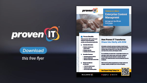 Image with Proven IT logo and Enterprise Content Management flyer showing a download button.