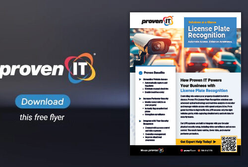 Image with Proven IT logo and License Plate Recognition flyer showing a download button.