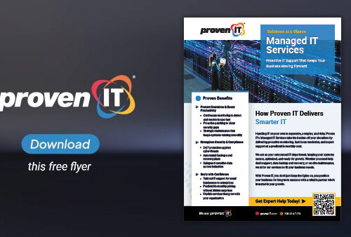 Image with Proven IT logo and Managed IT Services flyer showing a download button.