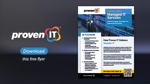 Image with Proven IT logo and Managed IT Services flyer showing a download button.