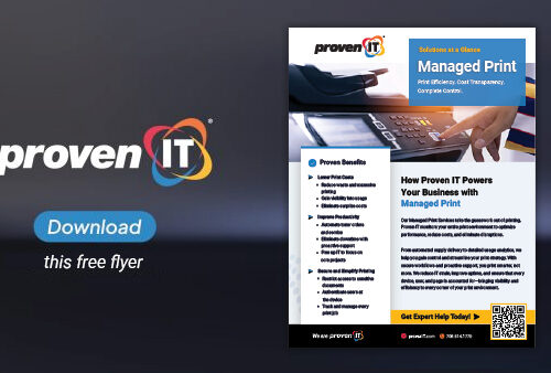 Image with Proven IT logo and Managed Print flyer showing a download button.