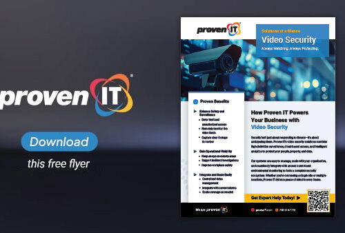 Image with Proven IT logo and Video Security flyer showing a download button.