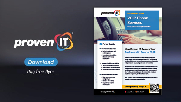 Image with Proven IT logo and VOIP Phone Services flyer showing a download button.