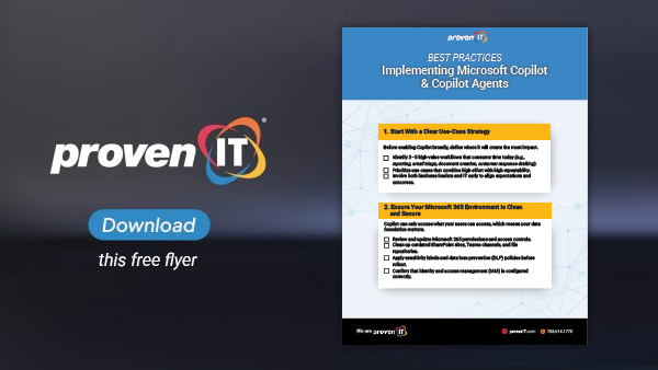 Image with Proven IT logo and Copilot Best Practices Checklist showing a download button.