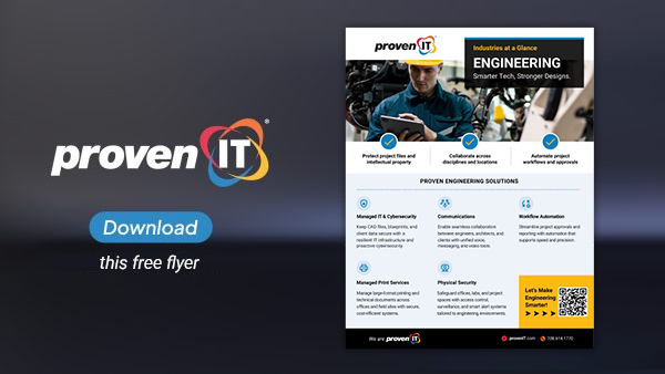 Image with Proven IT logo and Engineering Industry flyer showing a download button.