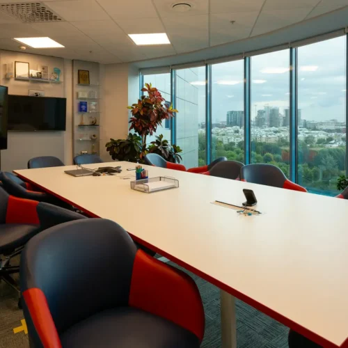 Modern conference room setup with AV.