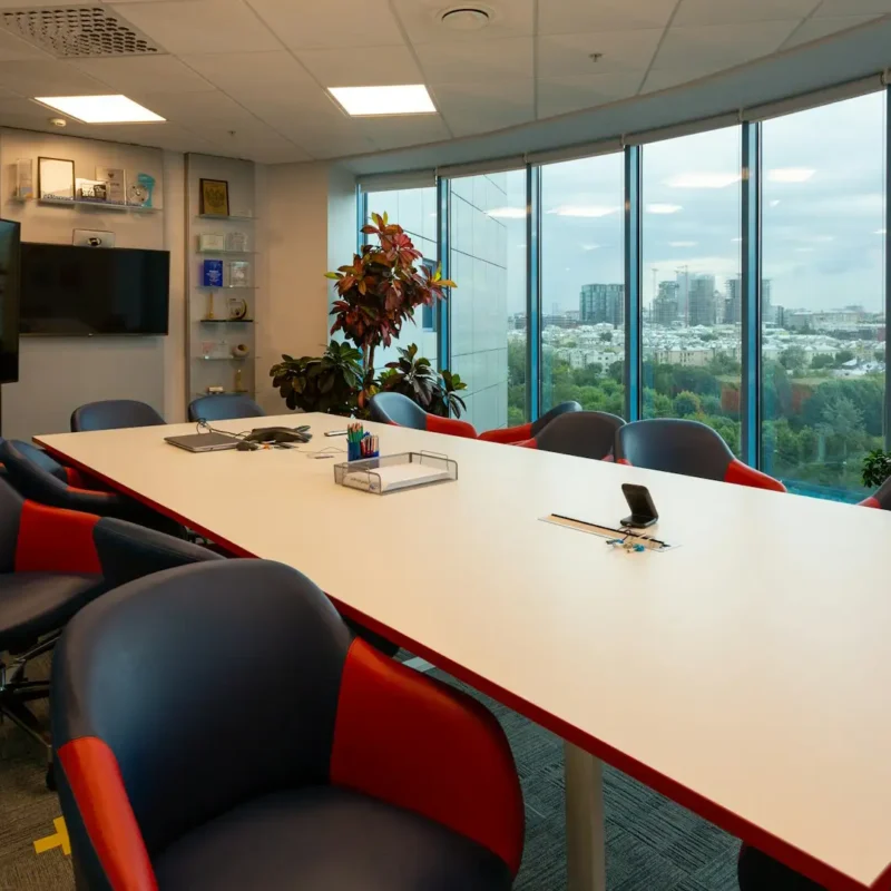 Modern conference room setup with AV.