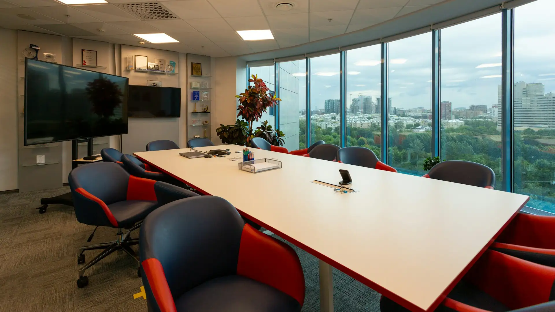 Modern conference room setup with AV.